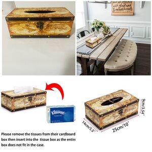 Retro Tissue Box Holder Tissue Organizer Rectangular Wooden Tissue Box Cover EUC